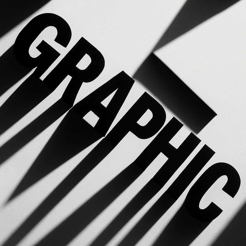 The alt text for the image is: A gray graphic with the word "GRAPHIC" in large letters, casting dark shadows on the backgr...